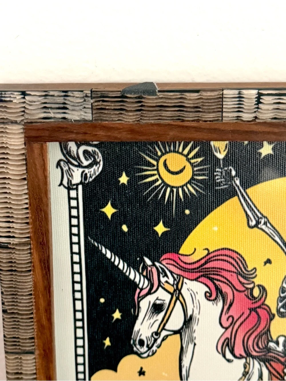 The Audacity Tarot Card Skeleton Unicorn Canvas Art Print Wood Framed Wall Art